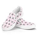 Pink Boston Terrier Plaid Print White Slip On Sneakers