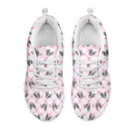 Pink Boston Terrier Plaid Print White Sneakers