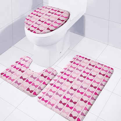 Pink Bra Breast Cancer Pattern Print 3 Piece Bath Mat Set