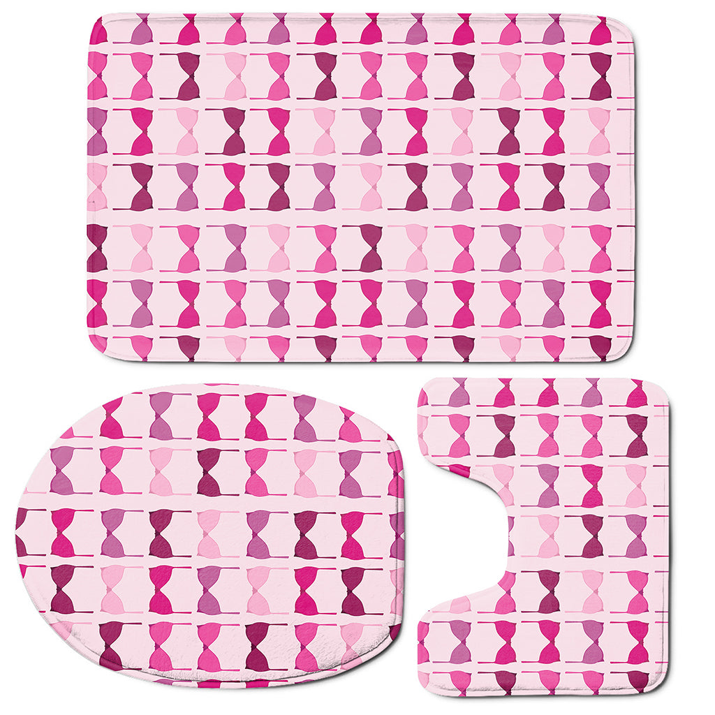 Pink Bra Breast Cancer Pattern Print 3 Piece Bath Mat Set