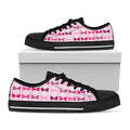 Pink Bra Breast Cancer Pattern Print Black Low Top Sneakers