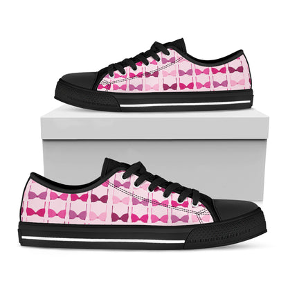 Pink Bra Breast Cancer Pattern Print Black Low Top Shoes