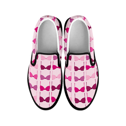 Pink Bra Breast Cancer Pattern Print Black Slip On Shoes