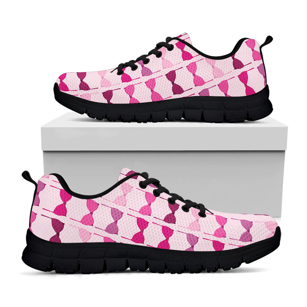 Pink Bra Breast Cancer Pattern Print Black Sneakers