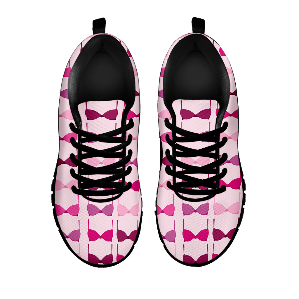 Pink Bra Breast Cancer Pattern Print Black Sneakers