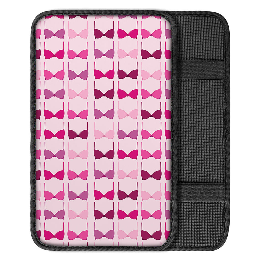 Pink Bra Breast Cancer Pattern Print Car Center Console Cover