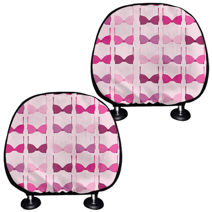 Pink Bra Breast Cancer Pattern Print Car Headrest Covers