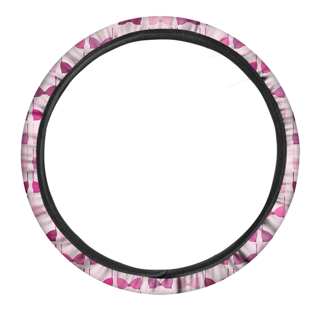 Pink Bra Breast Cancer Pattern Print Car Steering Wheel Cover