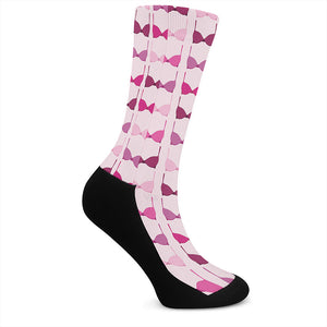 Pink Bra Breast Cancer Pattern Print Crew Socks