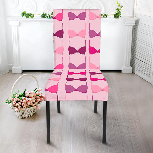 Pink Bra Breast Cancer Pattern Print Dining Chair Slipcover