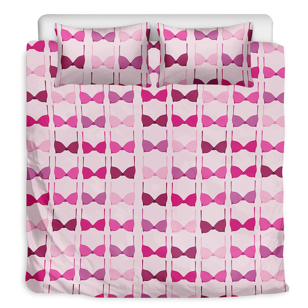 Pink Bra Breast Cancer Pattern Print Duvet Cover Bedding Set
