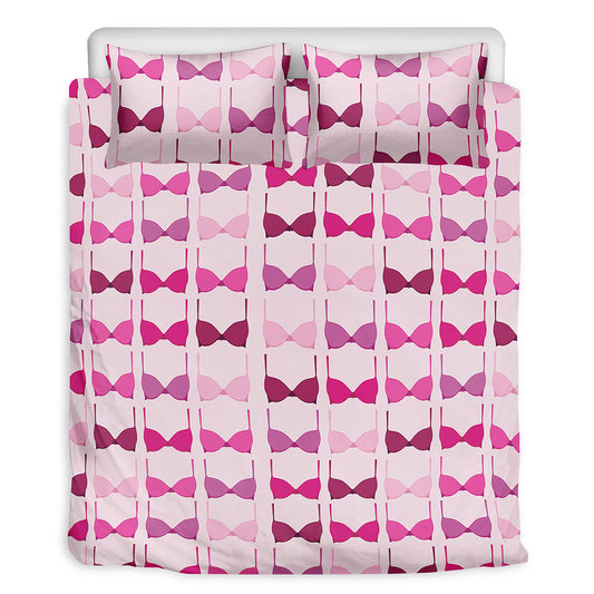 Pink Bra Breast Cancer Pattern Print Duvet Cover Bedding Set