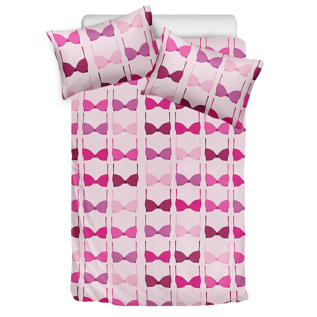 Pink Bra Breast Cancer Pattern Print Duvet Cover Bedding Set