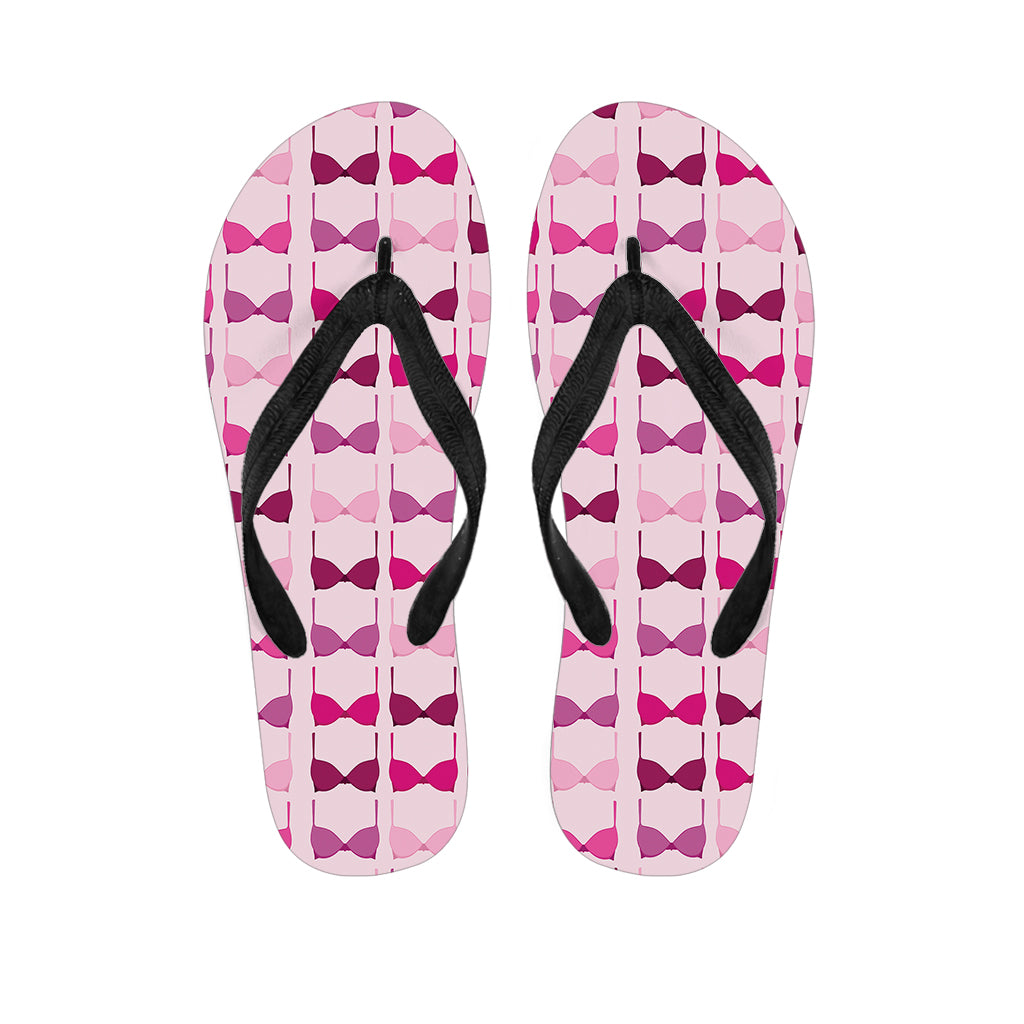 Pink Bra Breast Cancer Pattern Print Flip Flops