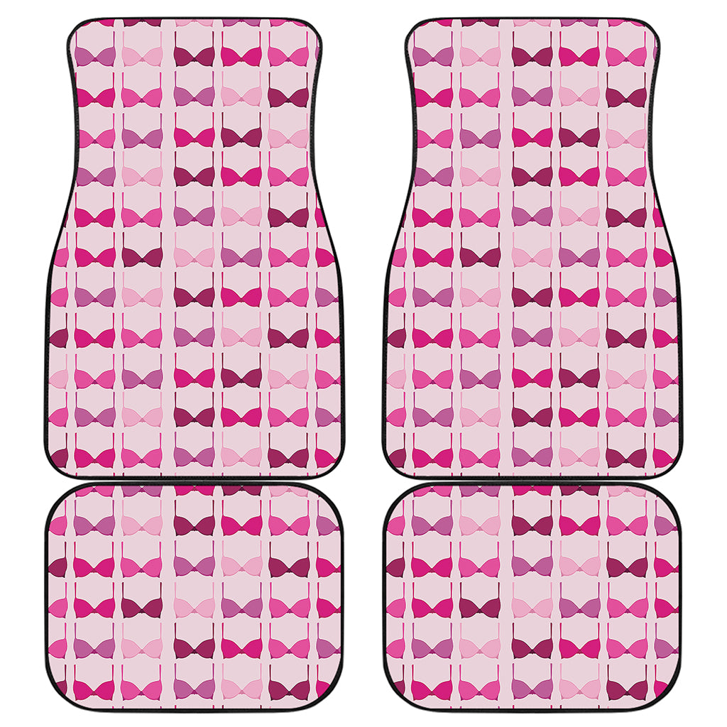 Pink Bra Breast Cancer Pattern Print Front and Back Car Floor Mats