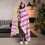 Pink Bra Breast Cancer Pattern Print Hooded Blanket