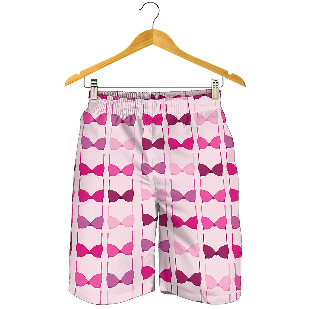 Pink Bra Breast Cancer Pattern Print Men's Shorts