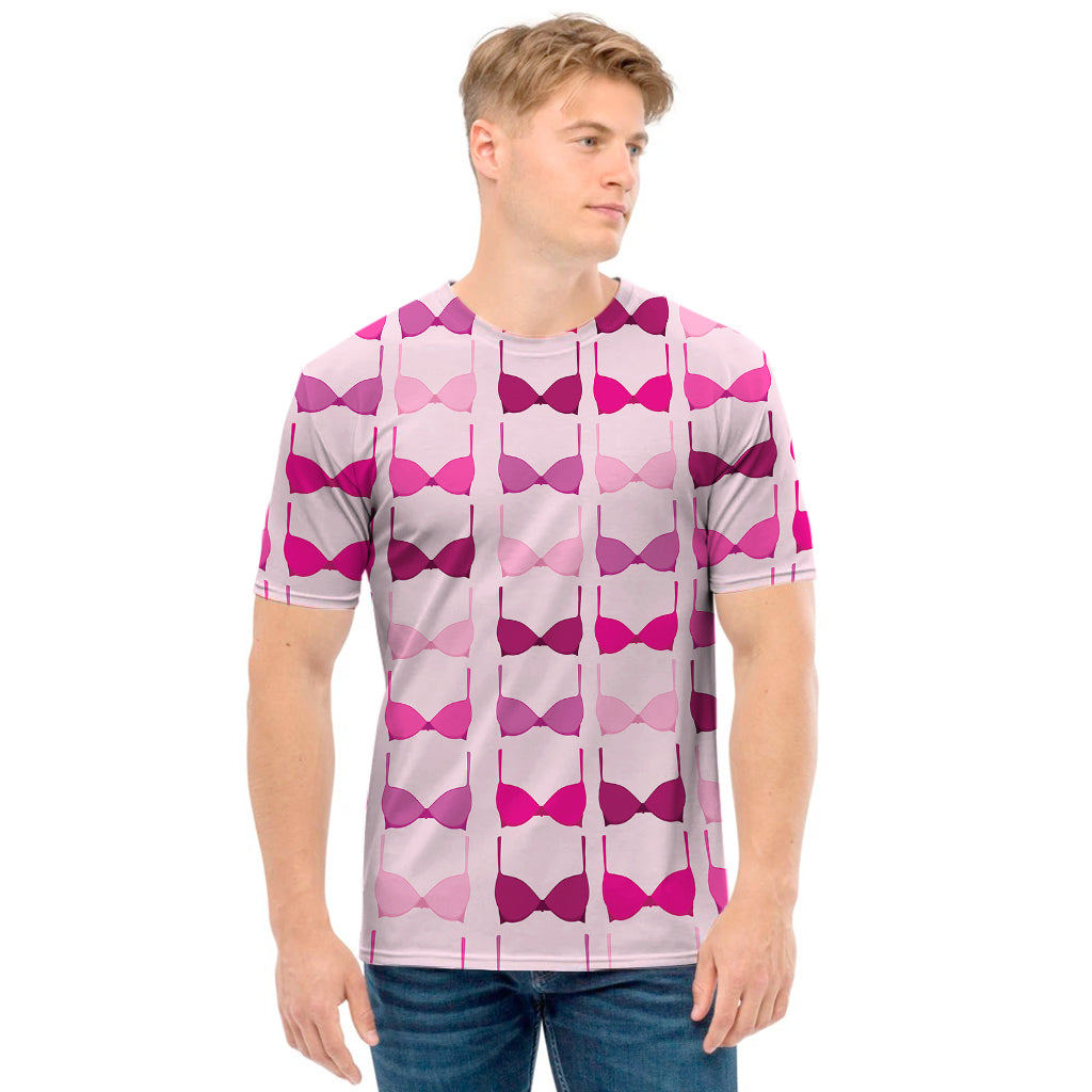Pink Bra Breast Cancer Pattern Print Men's T-Shirt