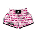 Pink Bra Breast Cancer Pattern Print Muay Thai Boxing Shorts