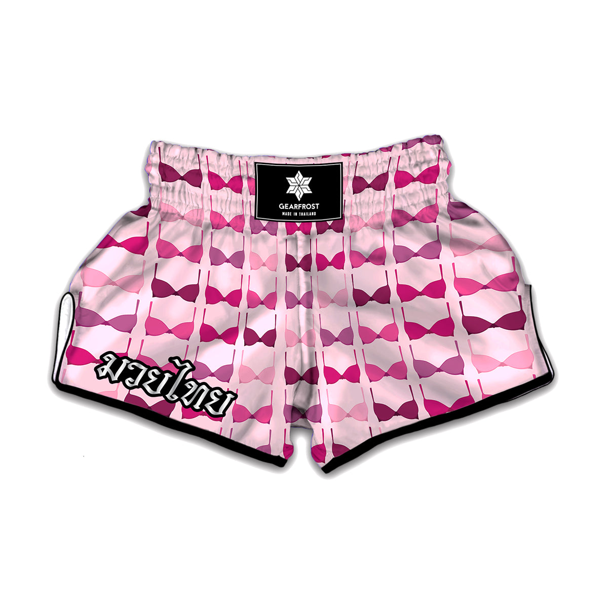 Pink Bra Breast Cancer Pattern Print Muay Thai Boxing Shorts