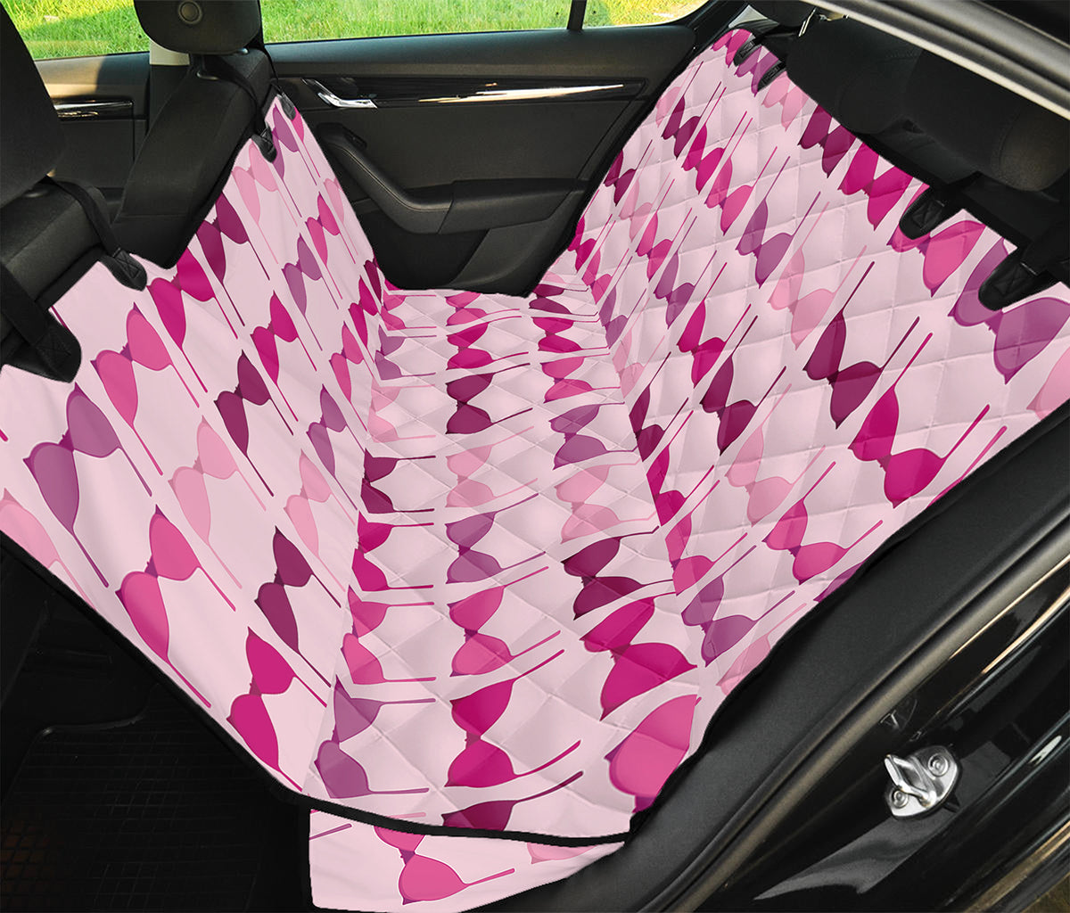 Pink Bra Breast Cancer Pattern Print Pet Car Back Seat Cover