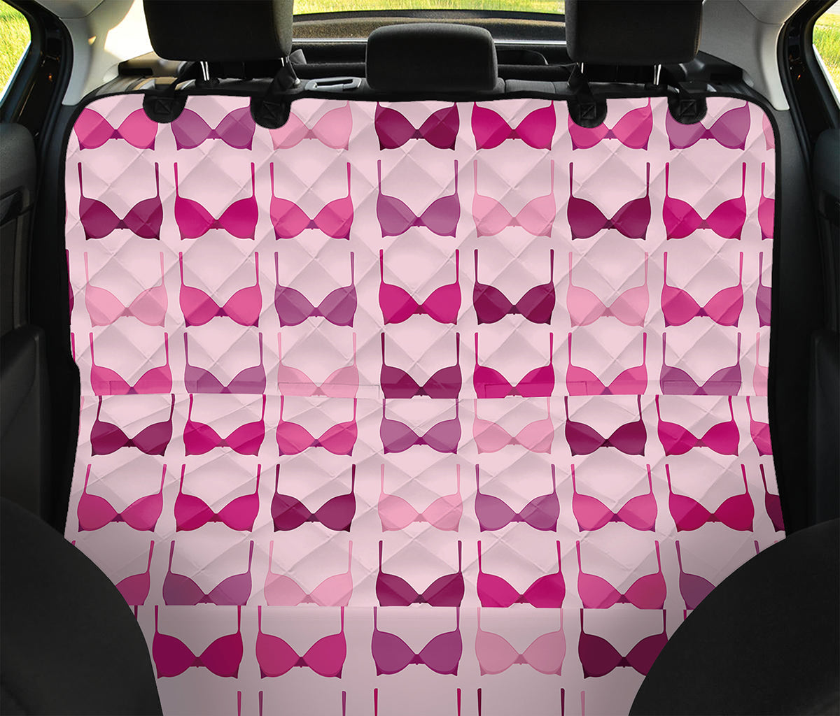 Pink Bra Breast Cancer Pattern Print Pet Car Back Seat Cover