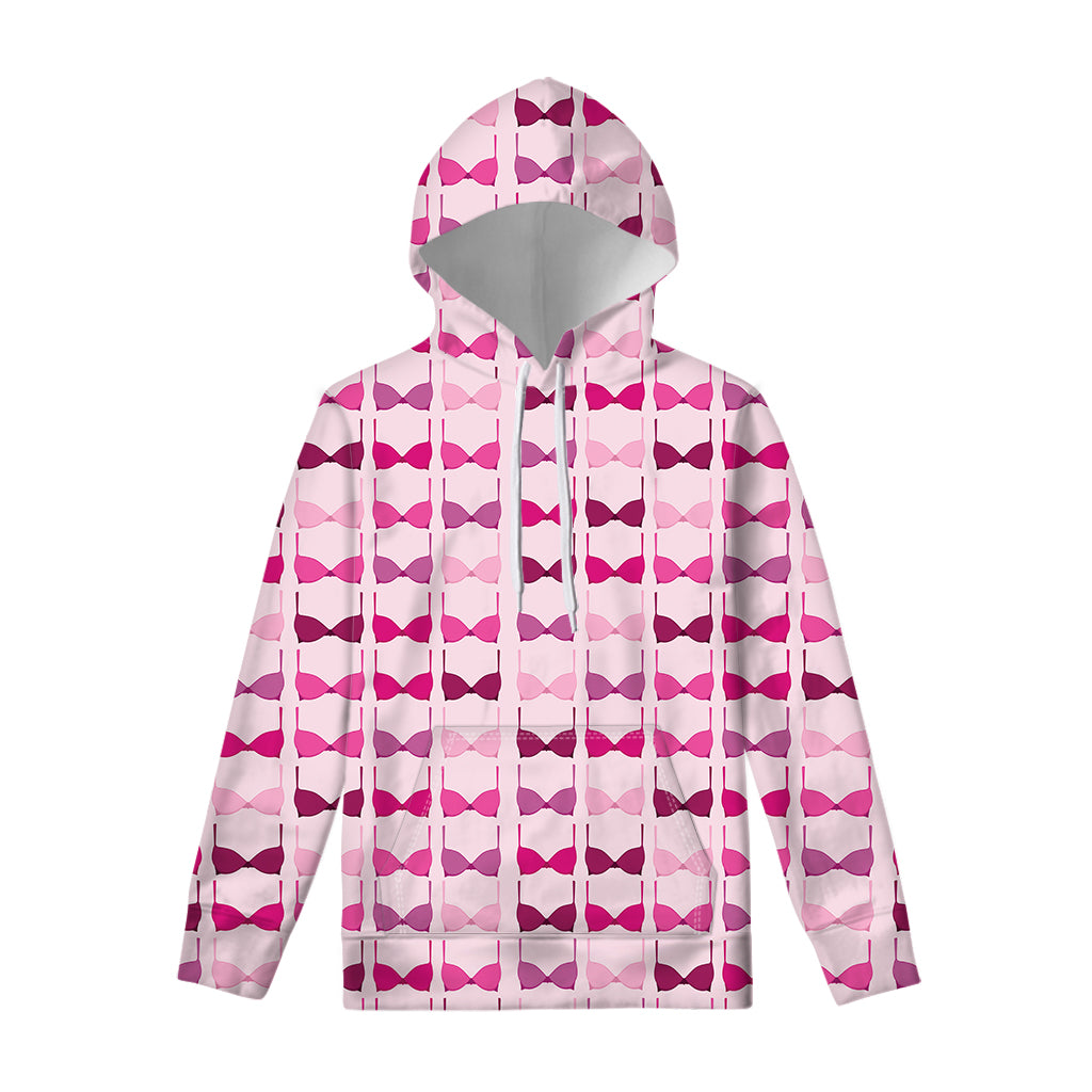 Pink Bra Breast Cancer Pattern Print Pullover Hoodie