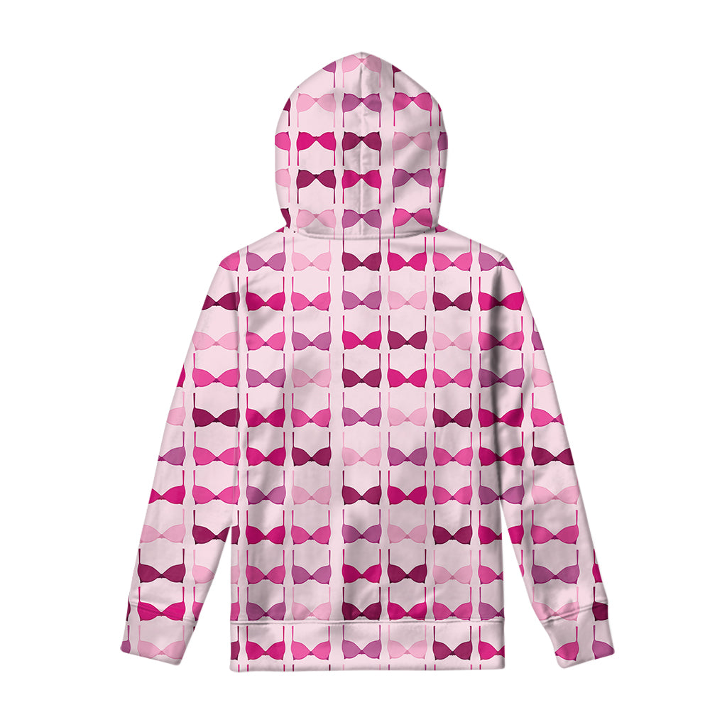 Pink Bra Breast Cancer Pattern Print Pullover Hoodie