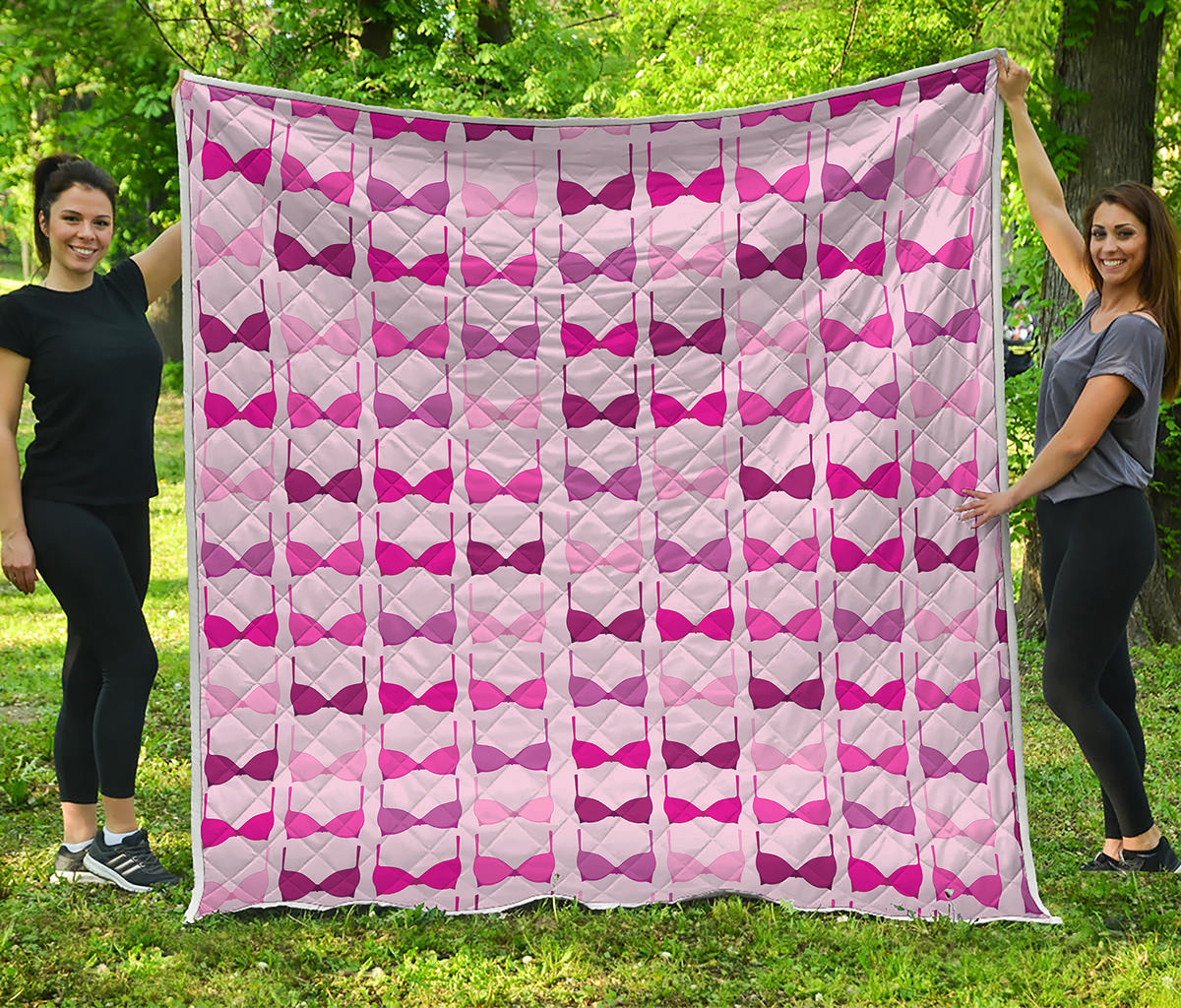 Pink Bra Breast Cancer Pattern Print Quilt