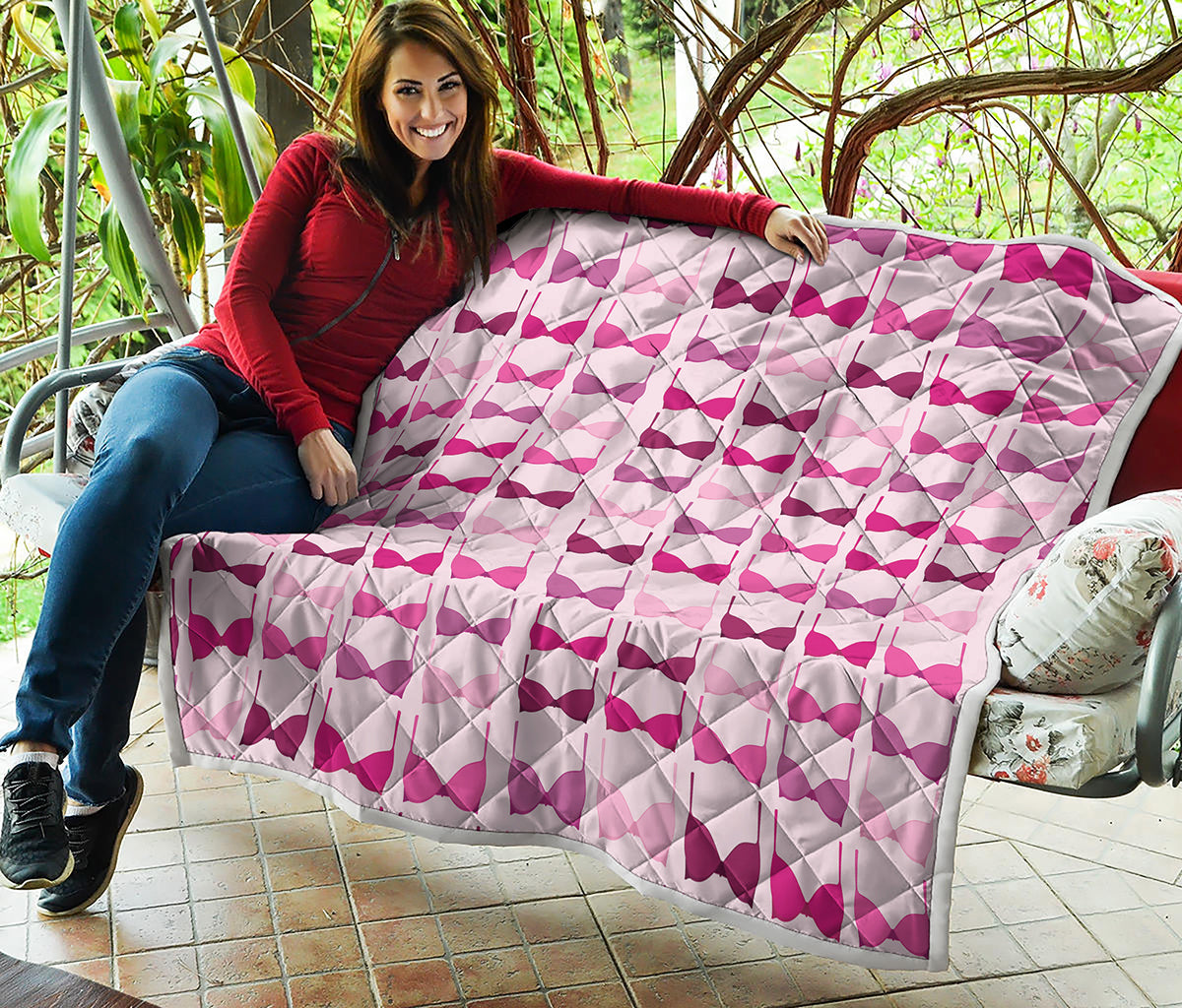 Pink Bra Breast Cancer Pattern Print Quilt