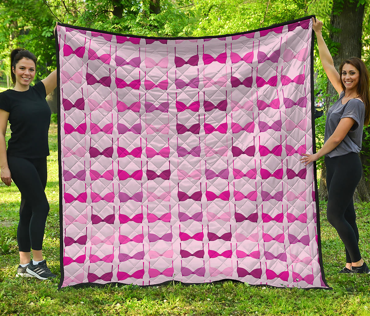 Pink Bra Breast Cancer Pattern Print Quilt