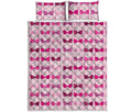 Pink Bra Breast Cancer Pattern Print Quilt Bed Set