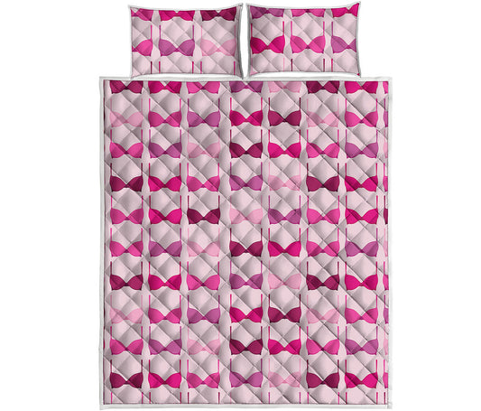 Pink Bra Breast Cancer Pattern Print Quilt Bed Set