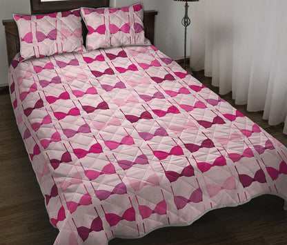 Pink Bra Breast Cancer Pattern Print Quilt Bed Set