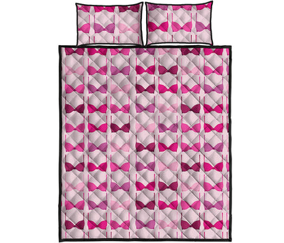Pink Bra Breast Cancer Pattern Print Quilt Bed Set