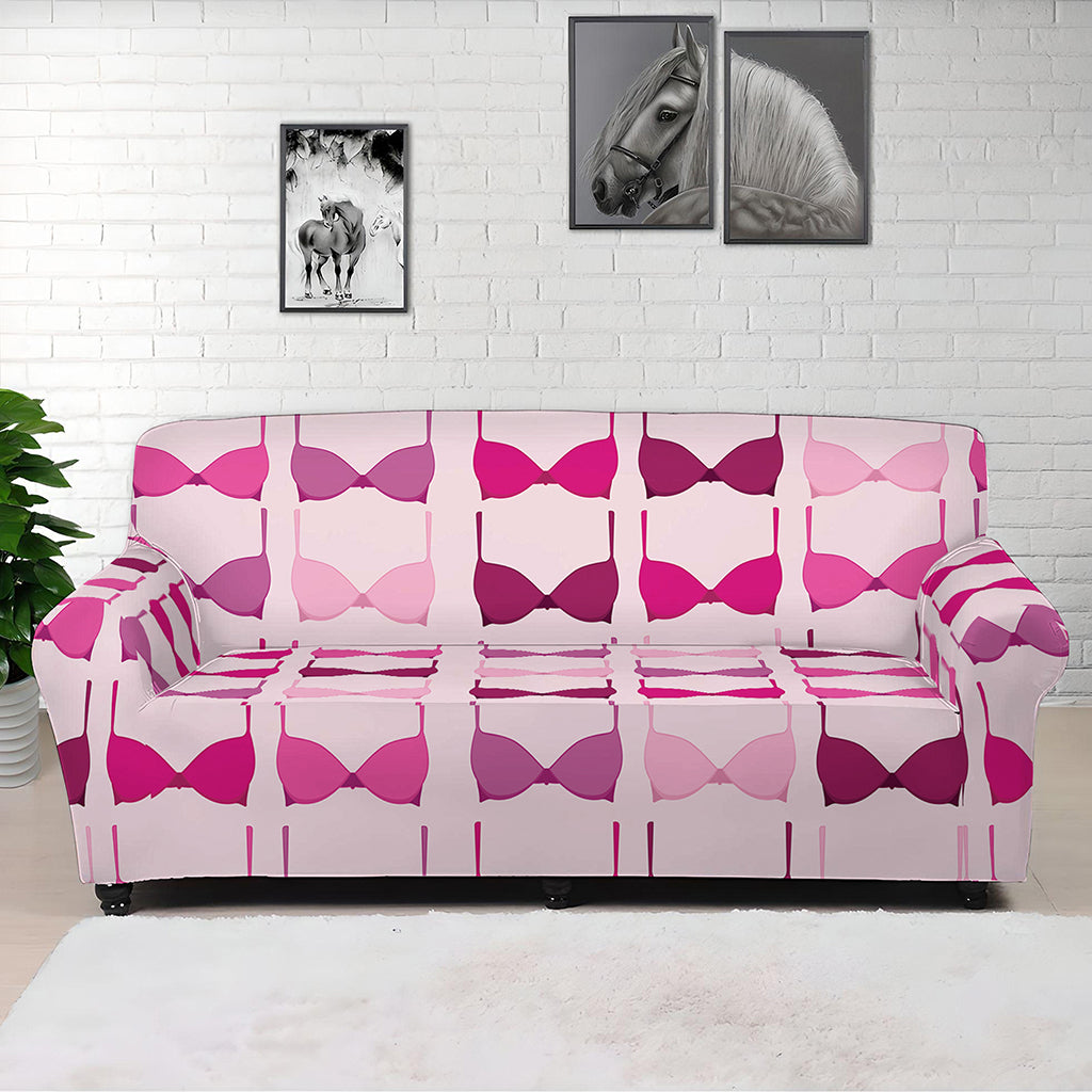 Pink Bra Breast Cancer Pattern Print Sofa Cover