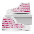 Pink Bra Breast Cancer Pattern Print White High Top Sneakers