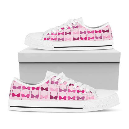 Pink Bra Breast Cancer Pattern Print White Low Top Shoes