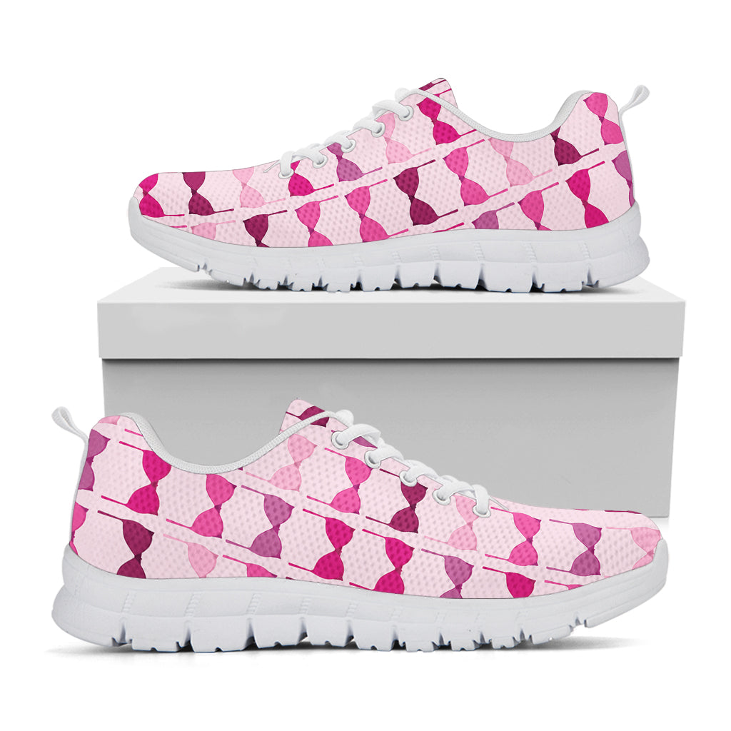 Pink Bra Breast Cancer Pattern Print White Sneakers