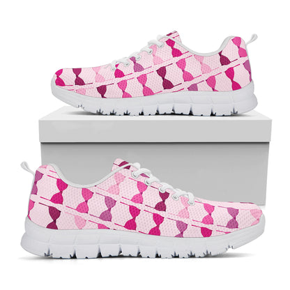 Pink Bra Breast Cancer Pattern Print White Sneakers