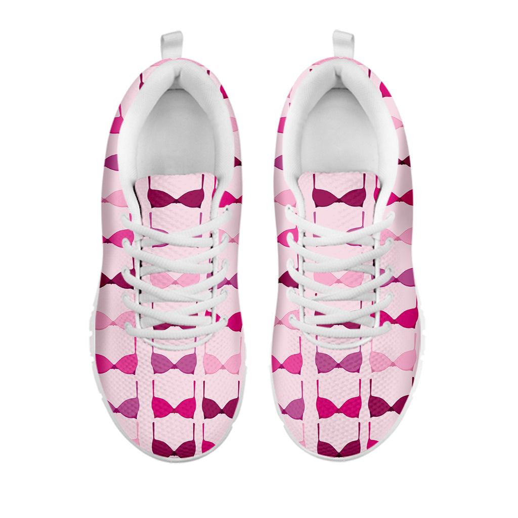 Pink Bra Breast Cancer Pattern Print White Sneakers