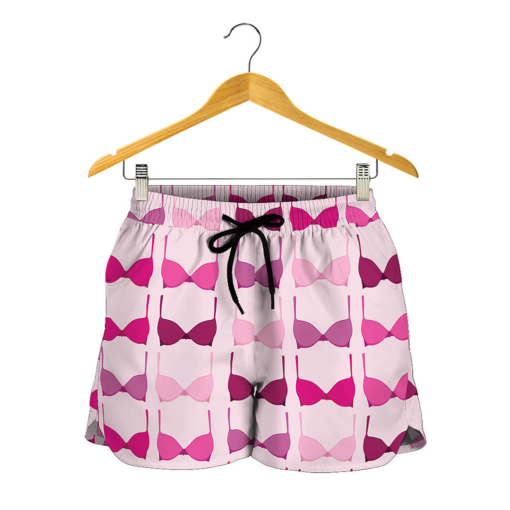 Pink Bra Breast Cancer Pattern Print Women's Shorts