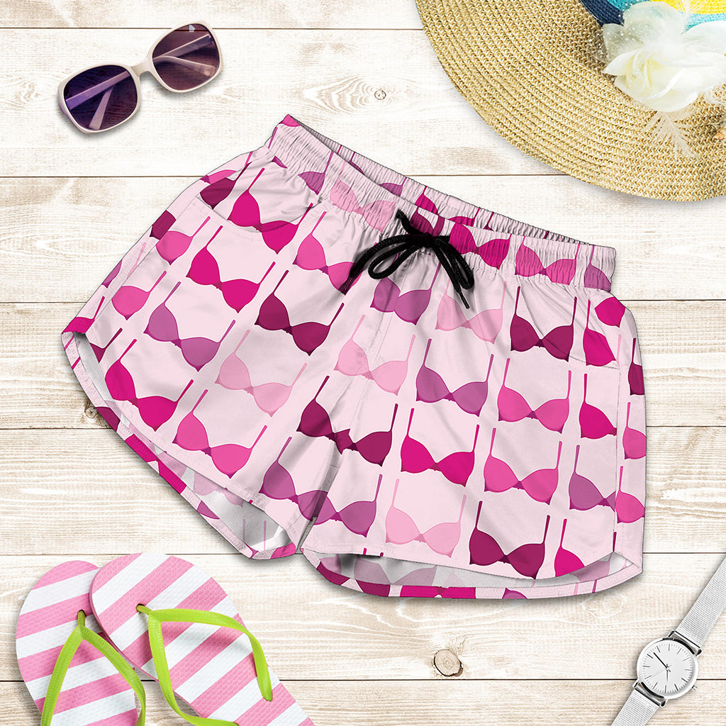 Pink Bra Breast Cancer Pattern Print Women's Shorts