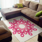 Pink Breast Cancer Ribbon Flower Print Area Rug