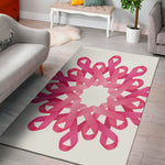 Pink Breast Cancer Ribbon Flower Print Area Rug