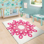 Pink Breast Cancer Ribbon Flower Print Area Rug