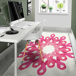 Pink Breast Cancer Ribbon Flower Print Area Rug