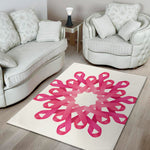 Pink Breast Cancer Ribbon Flower Print Area Rug