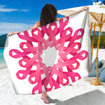 Pink Breast Cancer Ribbon Flower Print Beach Sarong Wrap