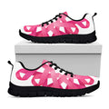 Pink Breast Cancer Ribbon Flower Print Black Running Shoes